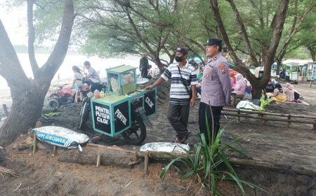 Layanan Pengamanan Polres Blitar Patroli Dialogis di Wisata Pantai Serang